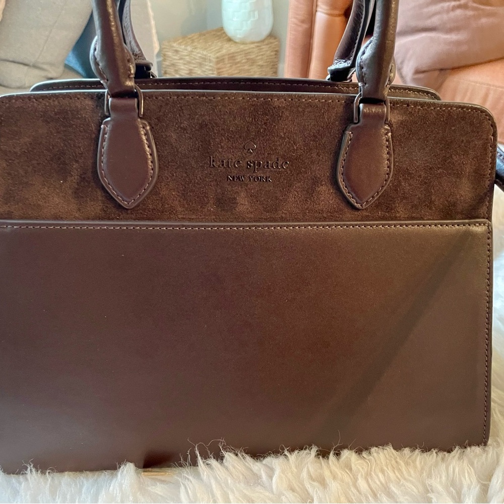 Kate Spade Chocolate Brown Suede&Leather Handbag NWOT. Make a reasonable offer!